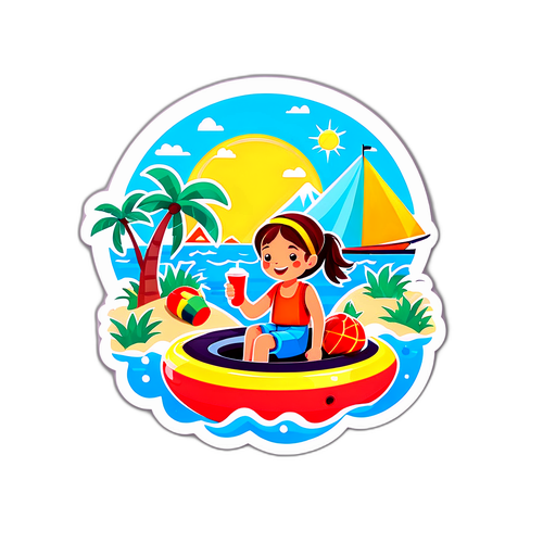 夏の冒険をテーマにしたイラスト