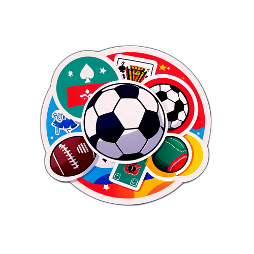 Sticker cu logo-ul Superbet și simboluri sportive