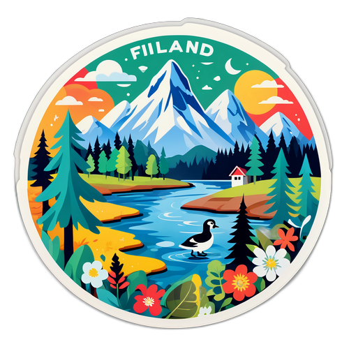 Vrolijke Sticker van de Natuurlijke Schoonheid van Finland en Polen