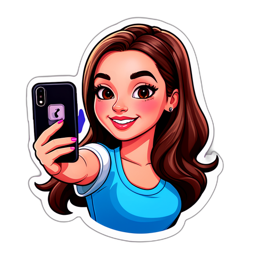 Gezellige Cartoon Zelfie Sticker
