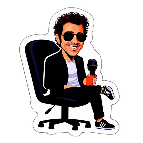 Sticker van Patrick Bruel met microfoon