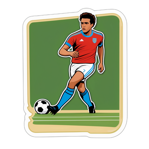 Diseño de sticker de Camilo Ugo Carabelli en el campo de juego