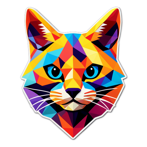 Amazingly Artistic! Discover the Geometric Cat Sticker That Will Brighten Your Day!