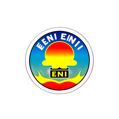 Logo vintage Eni inspiré des anciennes affiches publicitaires