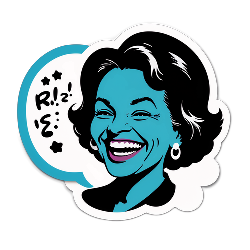 Silhouette de Muriel Robin riante avec bulles humoristiques