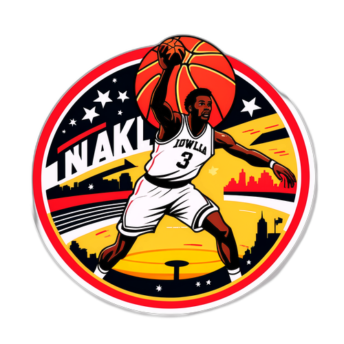 Retro Basketball Scene Sticker