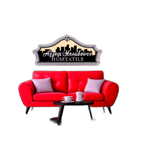 Een sticker met een woonkamer geïnspireerd door Desperate Housewives