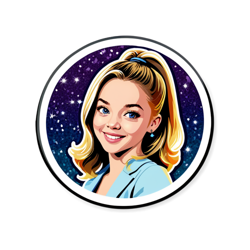 Adesivo elegante di Sydney Sweeney in un riquadro di pellicola