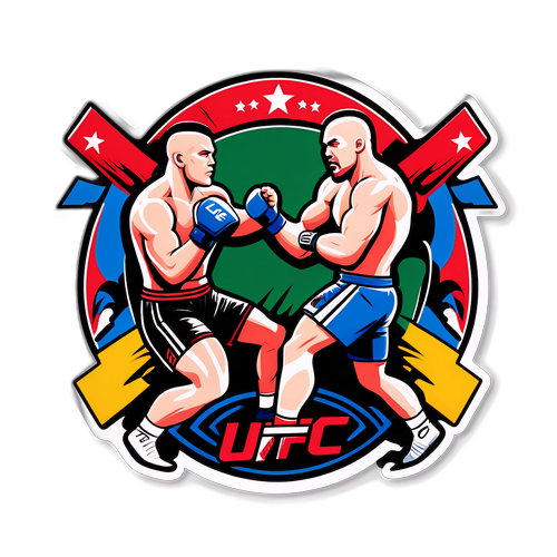 Farverig klistermærke med UFC og musik