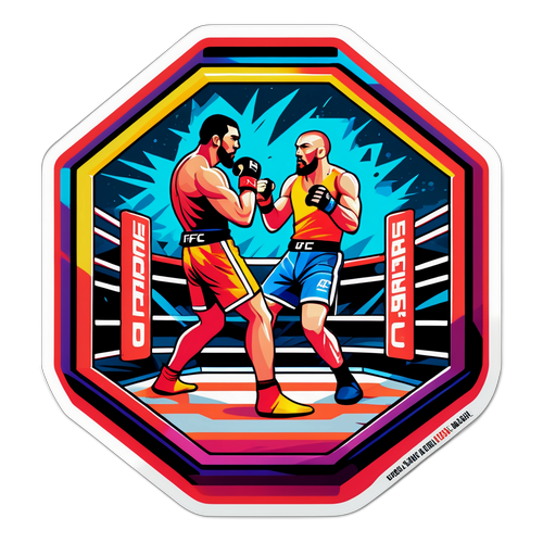 UFC-tema klistremerke med oktagon og kampere