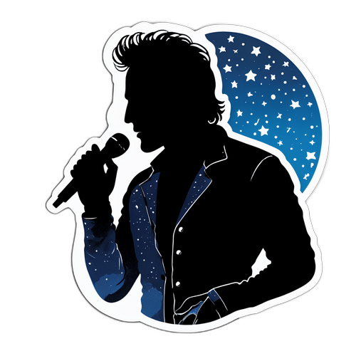 Bruce Springsteen Silhouette con Cielo Stellato