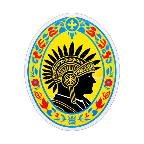 Силует Степана Гіги з національними українськими символами