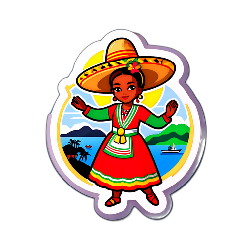 Adesivo do Canal do Panamá e Dançarina Tradicional