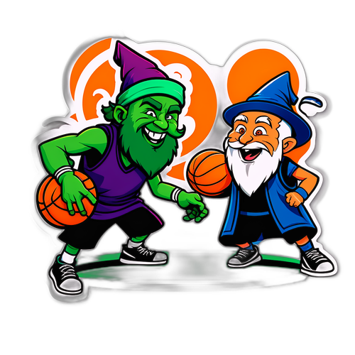 Playful Wizards and Celtics Mascots Basketball Showdown