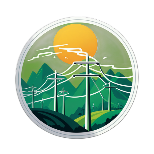 Sticker cu design modern al firelor electrice, ilustrează importanța energiei verzi