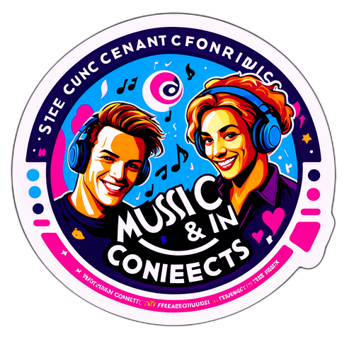 Sticker van een concert met Suzan en Freek, met de tekst 'Music Connects'