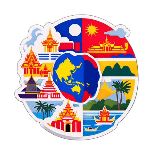 タイとカンボジアの文化交流のシール