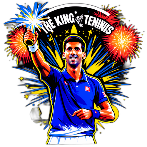 Un autocollant de Novak Djokovic soulevant un trophée