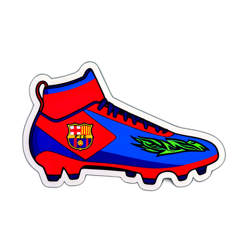 Sticker van een voetbalschoen met het FC Barcelona-logo