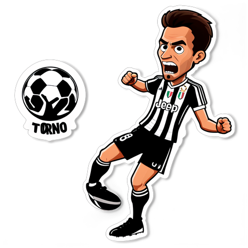 Sticker Kartun Pemain Bola Sepak Torino vs Juventus