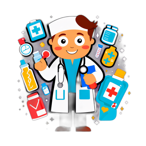 Personaj amuzant îmbrăcat ca doctor