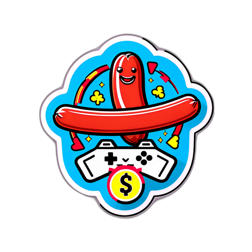 Sticker cu simbol norocos și cârnați pentru jocuri