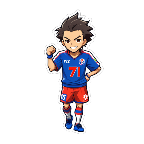 FC東京のユニフォームを着たキャラクターがスポーツを楽しんでいるスタイル