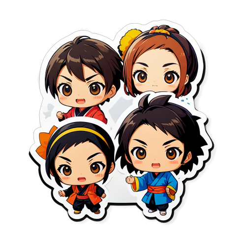 ボルジュクのキャラクターたちのかわいいイラストステッカー