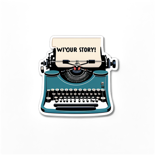 Sticker Tipewriter Retro dengan Frasa "Write Your Story"