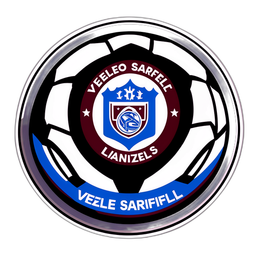 Diseño de balón de fútbol con colores representativos de Vélez Sarsfield y Lanús