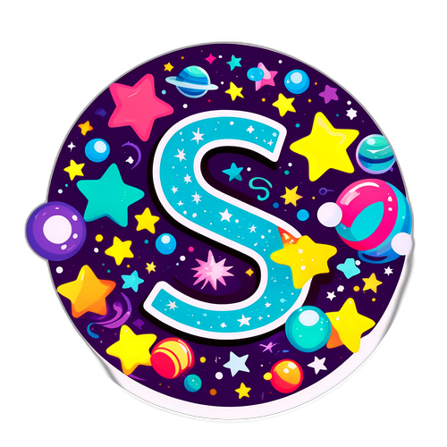 Sticker chữ 'S' sáng tạo với họa tiết vui nhộn