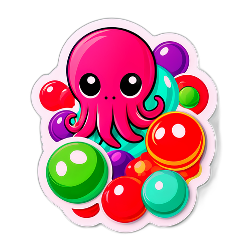 Playful Octopus with Marbles Sticker