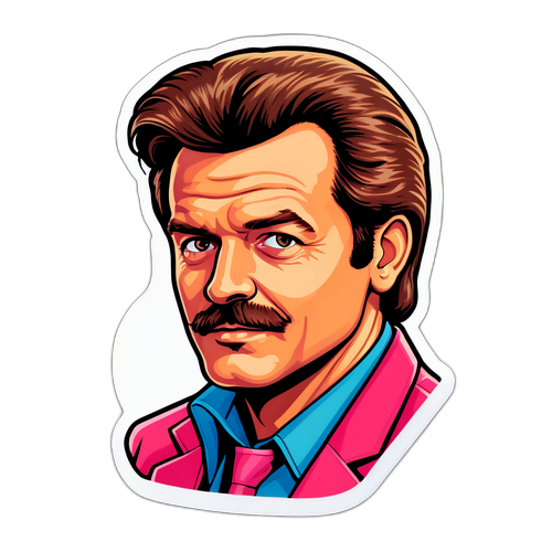 Ein Aufkleber mit einer nostalgischen Darstellung von Brent im Retro-Stil der 80er Jahre