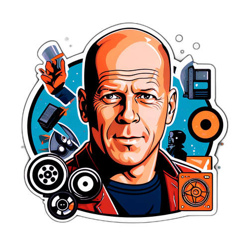 Retro-sticker av Bruce Willis