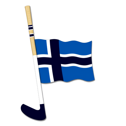 Suomen lippu ja jääkiekkosauva