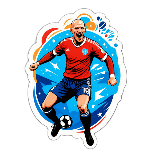 Retro-sticker af Thomas Gravesen, der fejrer et mål