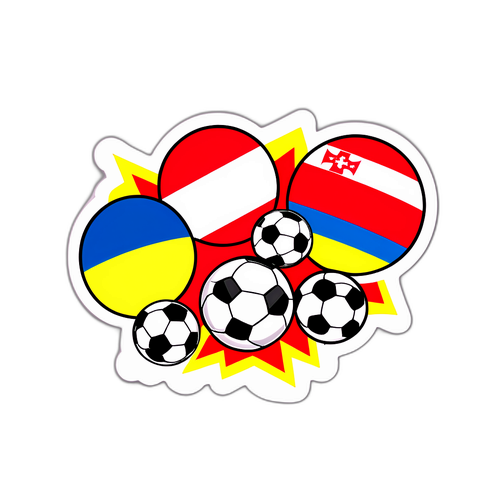 Sticker ya Bendera za Austria na Romania katika Mechi ya Soka