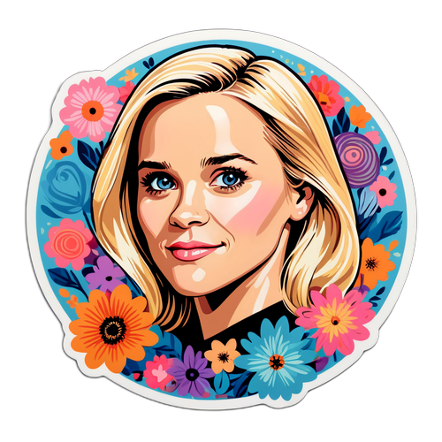Reese Witherspoon stylizovaný portrét s citátem "Síla žen"
