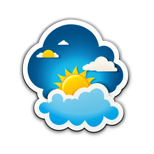 Verlies Jezelf in deze Betoverende Sticker van een Blauwe Lucht vol Wolken en Zon!