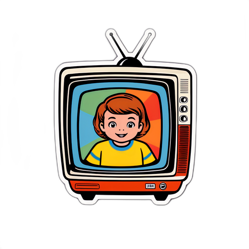 Retro televize s ikonickým dítětem a nápisem 'Návrat do minulosti'