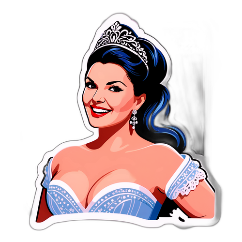 Наклейка с Анной Нетребко на сцене, опера вилла, текст "Гармония музыки!"