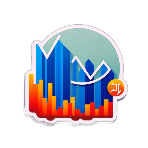 สติกเกอร์สัญลักษณ์ดาวโจนส์และกราฟเศรษฐกิจ
