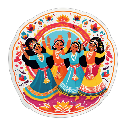 पारंपरिक भारतीय गीत दृश्य स्टिकर