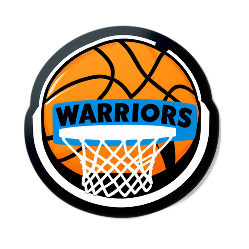 Stoere sticker van een basketbal die door een ring gaat