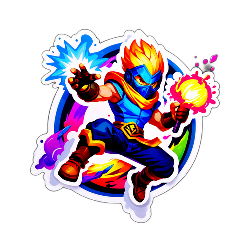 Akcja i energia w walce - Naklejka z bohaterem League of Legends