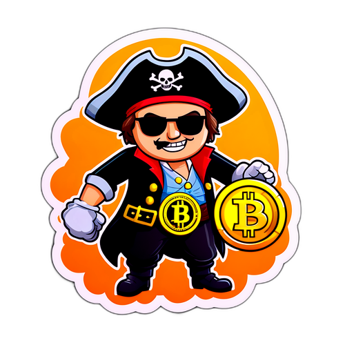 Sticker humoristique avec un pirate Bitcoin