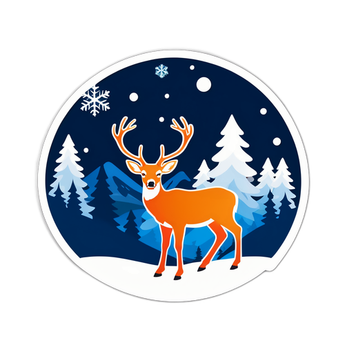 Наклейка с логотипом Вашингтон Айлендерс в зимнем пейзаже