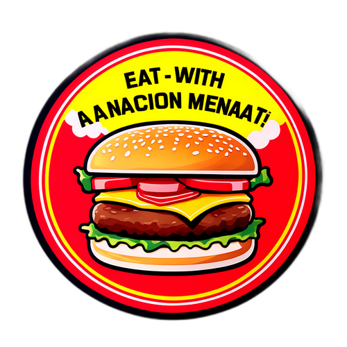 Klistermärke av en hamburgare med varning för återkallat köttfärs