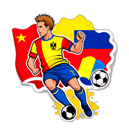 Sticker wa Mchezaji wa Soka na Bendera za Uchina na Ubelgiji