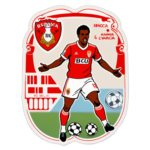 Autocollant vintage du match Benfica contre Monaco